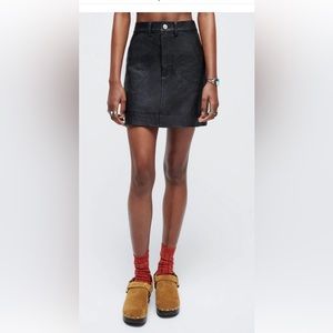 NWT RE/DONE black leather mini skirt